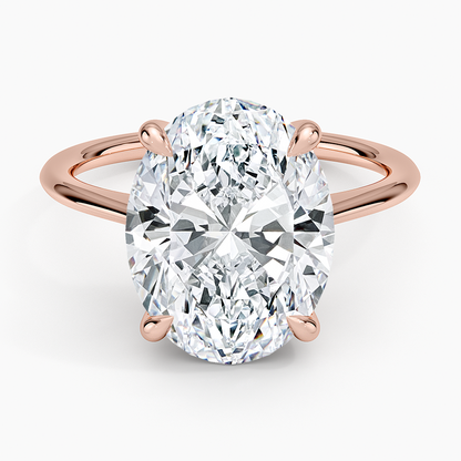 4.10 Oval Kesim Hidden Halo Tasarım Tektaş Laboratuvar Pırlanta Yüzük - Tilora