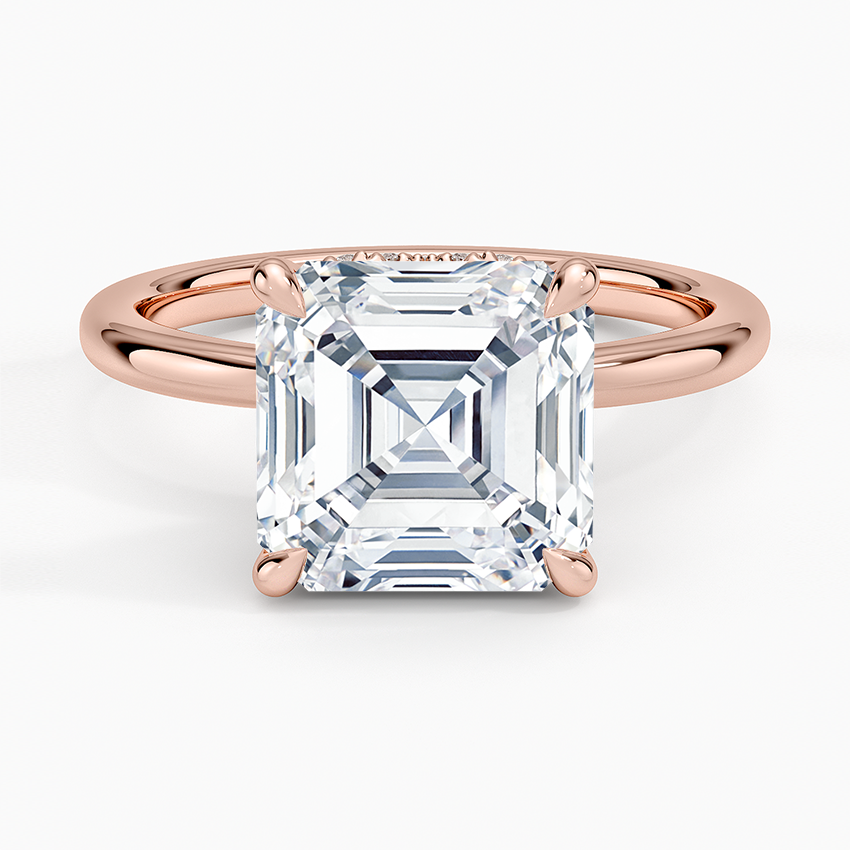 4.15 Asscher Kesim Hidden Halo Tasarım Tektaş Laboratuvar Pırlanta Yüzük - Vilora