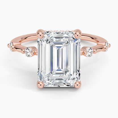 4.20 Emerald Kesim Hidden Halo Tasarım Tektaş Laboratuvar Pırlanta Yüzük - Zelora