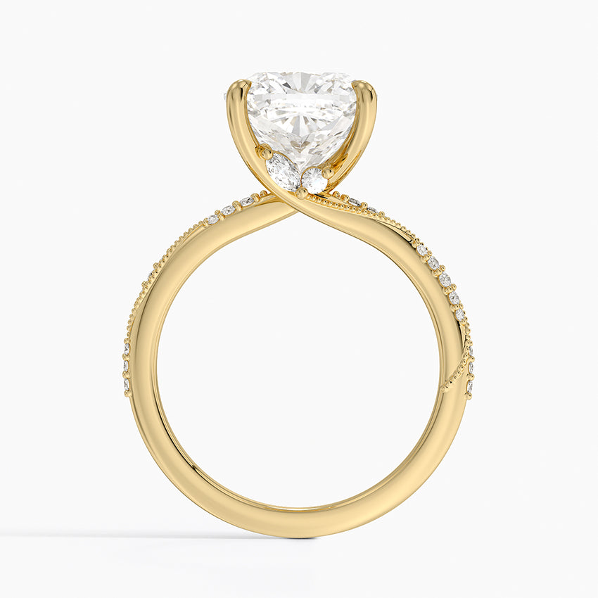 4.25 Karat Cushion Kesim Hidden Halo Tasarım Tektaş Laboratuvar Pırlanta Yüzük 18K  - Melora - Bold Diamonds