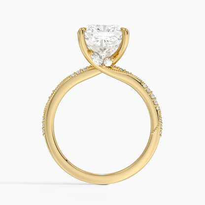 4.25 Karat Cushion Kesim Hidden Halo Tasarım Tektaş Laboratuvar Pırlanta Yüzük 18K  - Melora