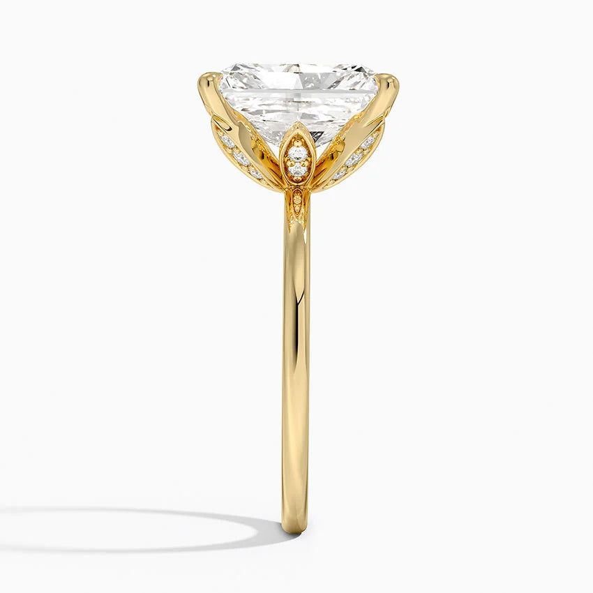 4.15 Karat  Radiant Kesim Hidden Halo Tasarım Tektaş Laboratuvar Pırlanta Yüzük - Oslo