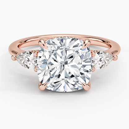 4.50 Cushion Kesim Hidden Halo Tasarım Tektaş Laboratuvar Pırlanta Yüzük - Nilora