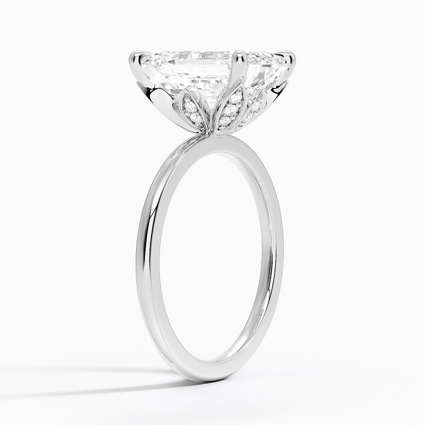 4.15 Karat Emerald Kesim Hidden Halo Tasarım Tektaş Laboratuvar Pırlanta Yüzük - Oslo