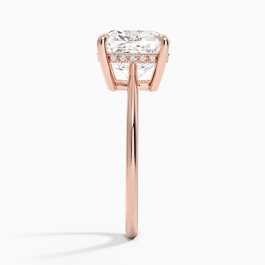 4.10 Cushion Kesim Hidden Halo Tasarım Tektaş Laboratuvar Pırlanta Yüzük - Tilora