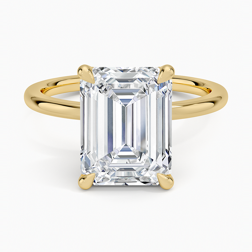4.15 Karat Emerald Kesim Hidden Halo Tasarım Tektaş Laboratuvar Pırlanta Yüzük - Oslo