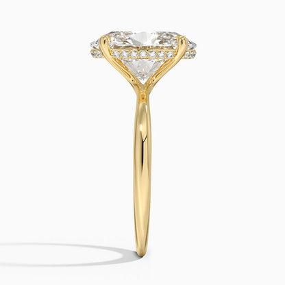 4.10 Karat Oval Kesim Hidden Halo Tasarım Tektaş Laboratuvar Pırlanta Yüzük 18K  - Alvora - Bold Diamonds
