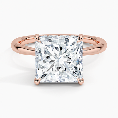 4.10 Karat Prenses Kesim Hidden Halo Tasarım Tektaş Laboratuvar Pırlanta Yüzük 18K  - Alvora - Bold Diamonds