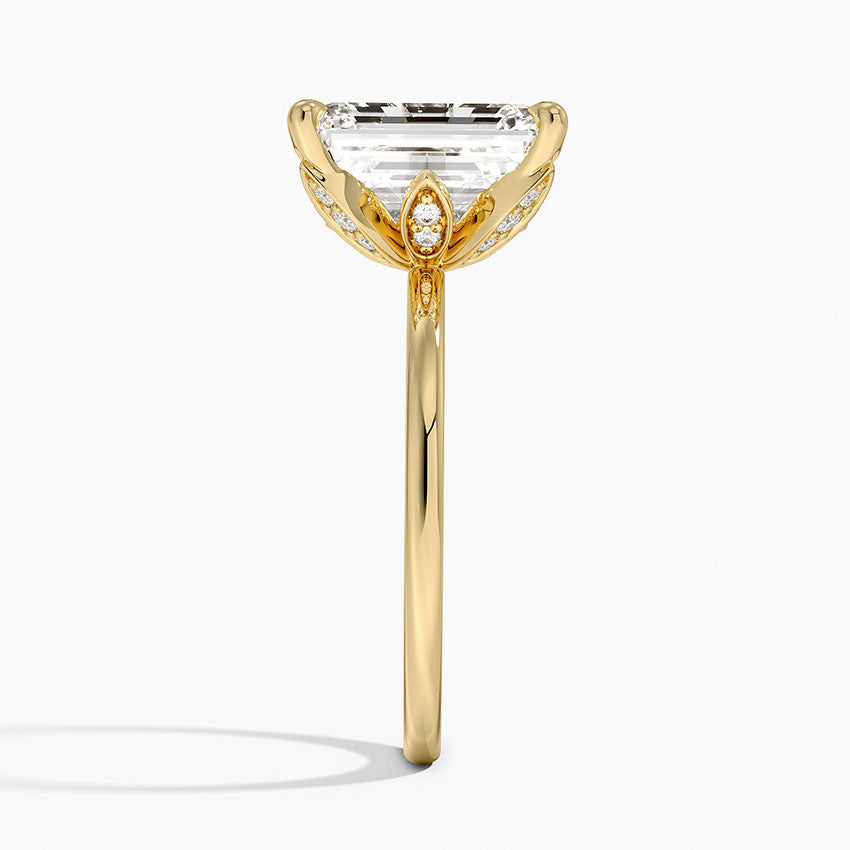 4.15 Karat Emerald Kesim Hidden Halo Tasarım Tektaş Laboratuvar Pırlanta Yüzük - Oslo