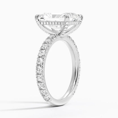 4.75 Karat Radiant Kesim Hidden Halo Tasarım Tektaş Laboratuvar Pırlanta Yüzük 18K  - Selora