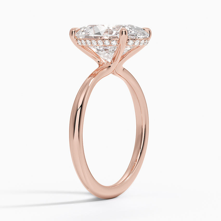 4.10 Karat Oval Kesim Hidden Halo Tasarım Tektaş Laboratuvar Pırlanta Yüzük 18K  - Alvora - Bold Diamonds