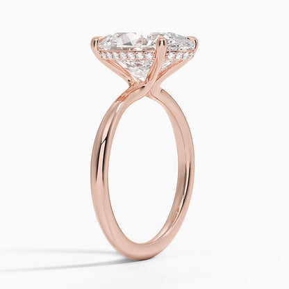 4.10 Karat Oval Kesim Hidden Halo Tasarım Tektaş Laboratuvar Pırlanta Yüzük 18K  - Alvora - Bold Diamonds