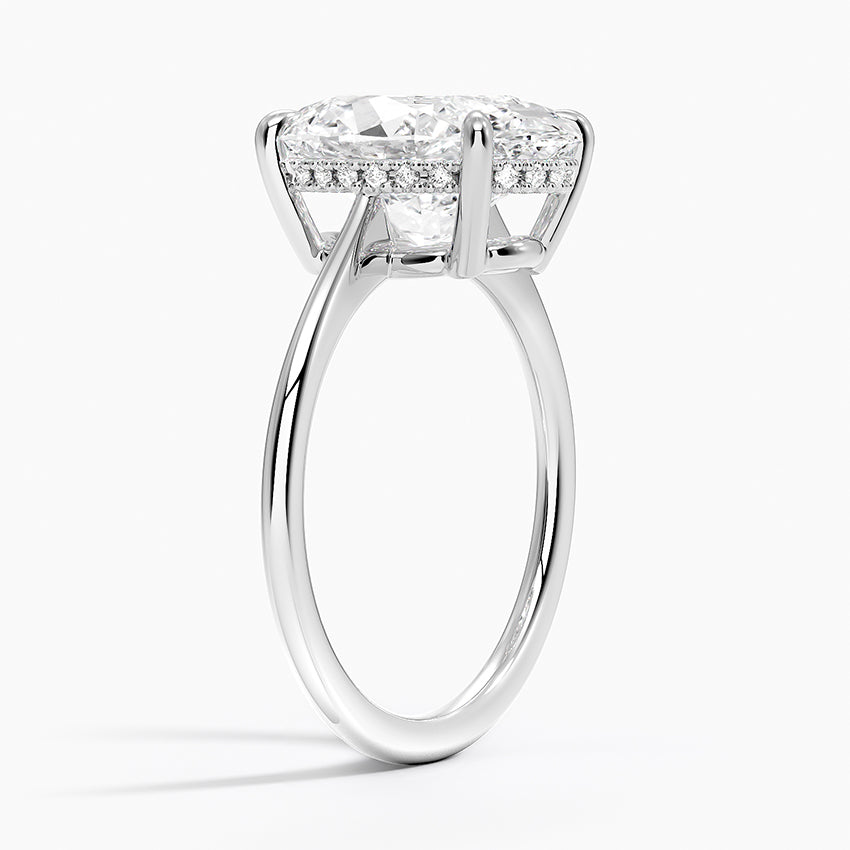 4.10 Karat Oval Kesim Hidden Halo Tasarım Tektaş Laboratuvar Pırlanta Yüzük - Monaco