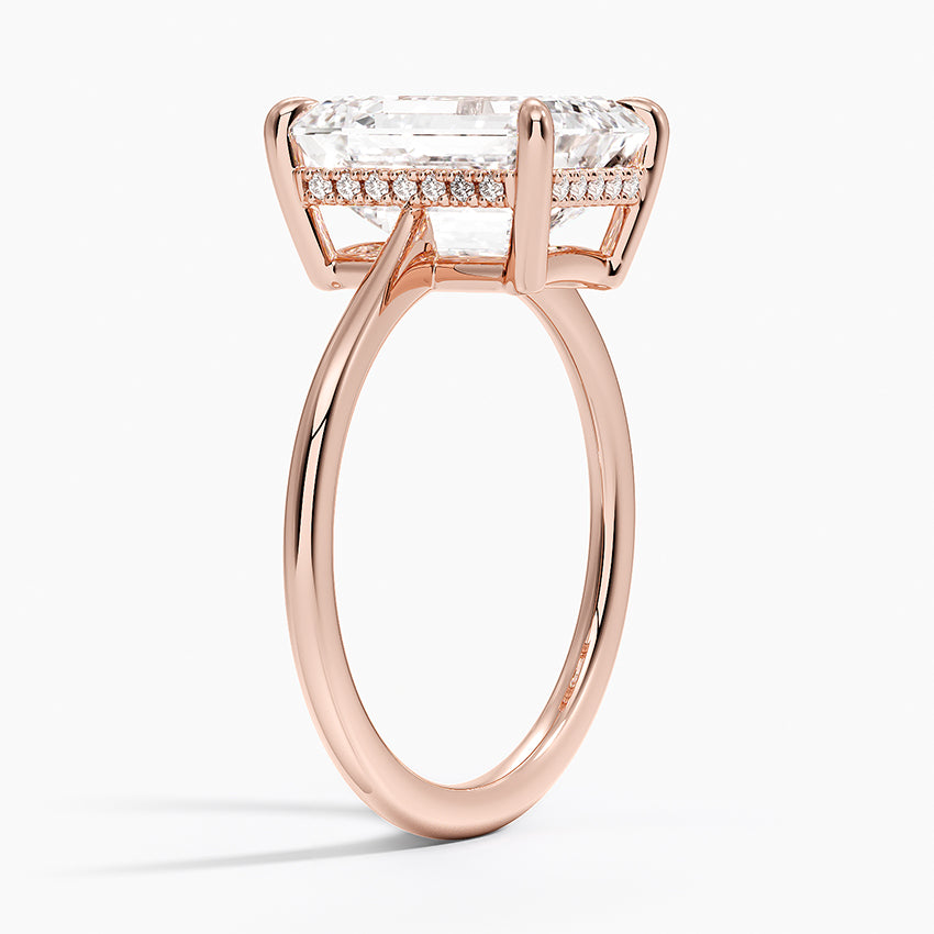 4.10 Emerald Kesim Hidden Halo Tasarım Tektaş Laboratuvar Pırlanta Yüzük - Tilora