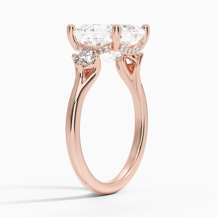 4.50 Asscher Kesim Hidden Halo Tasarım Tektaş Laboratuvar Pırlanta Yüzük 18K - Milora