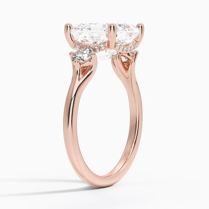 4.50 Asscher Kesim Hidden Halo Tasarım Tektaş Laboratuvar Pırlanta Yüzük 18K - Milora