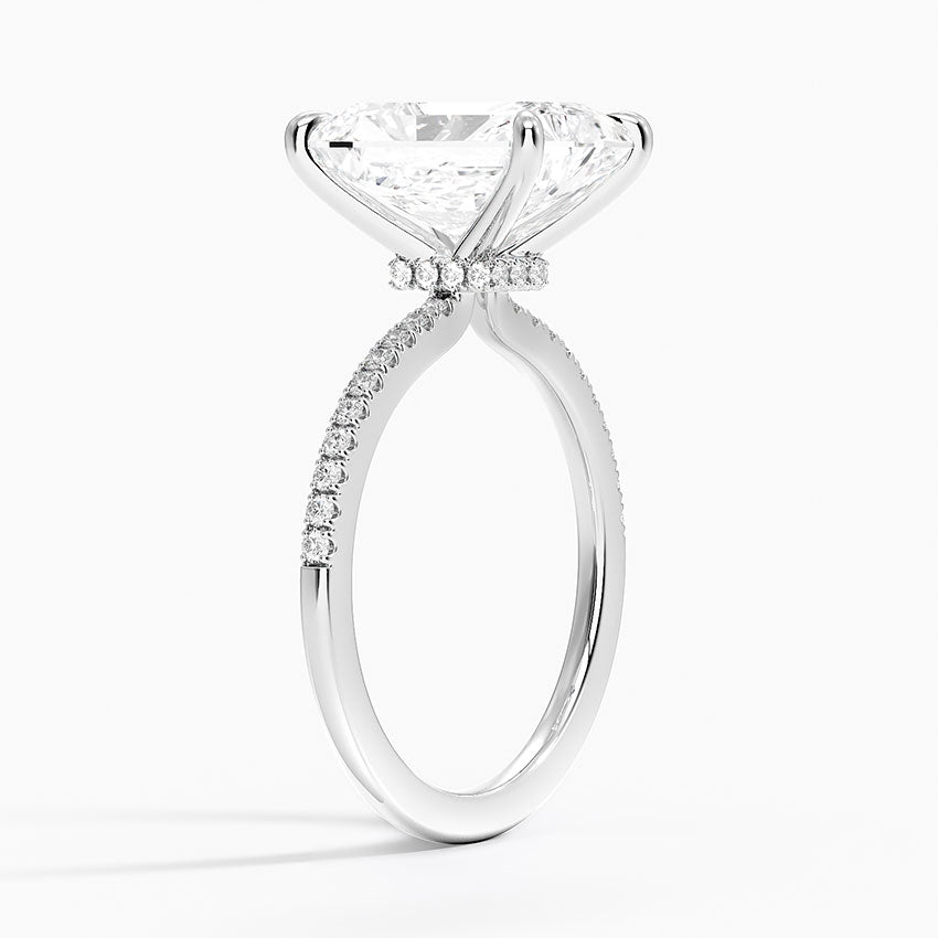 4.25 Karat Radiant Kesim Hidden Halo Tasarım Tektaş Laboratuvar Pırlanta Yüzük - Filora - Bold Diamonds