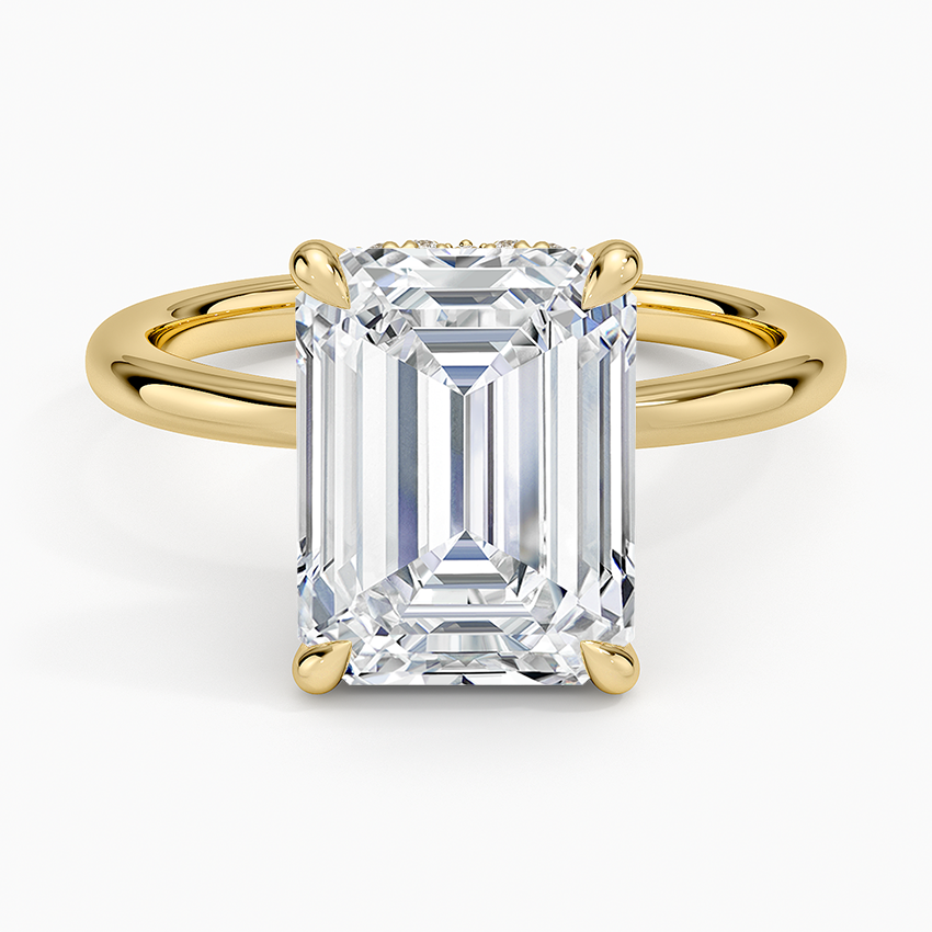 4.15 Emerald Kesim Hidden Halo Tasarım Tektaş Laboratuvar Pırlanta Yüzük - Vilora