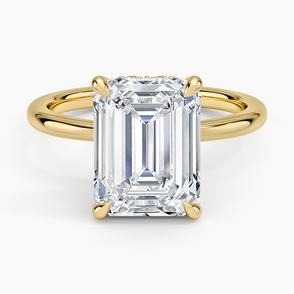 4.15 Emerald Kesim Hidden Halo Tasarım Tektaş Laboratuvar Pırlanta Yüzük - Vilora