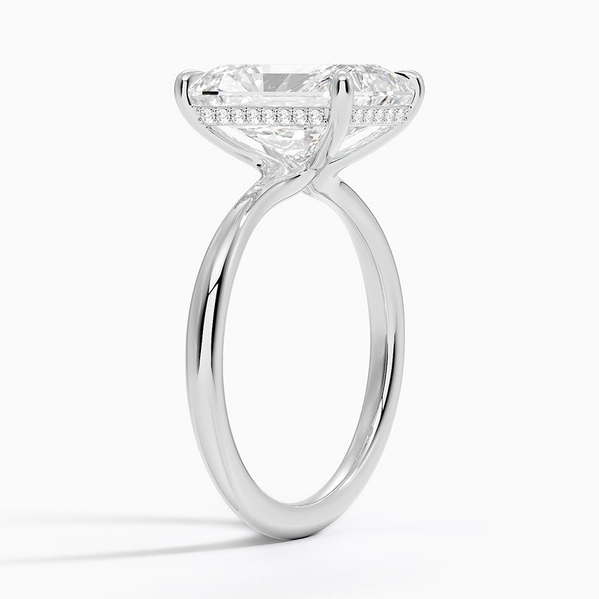 4.10 Karat Radiant Kesim Hidden Halo Tasarım Tektaş Laboratuvar Pırlanta Yüzük 18K  - Alvora - Bold Diamonds