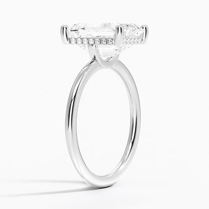 4.10 Emerald Kesim Hidden Halo Tasarım Tektaş Laboratuvar Pırlanta Yüzük - Melara