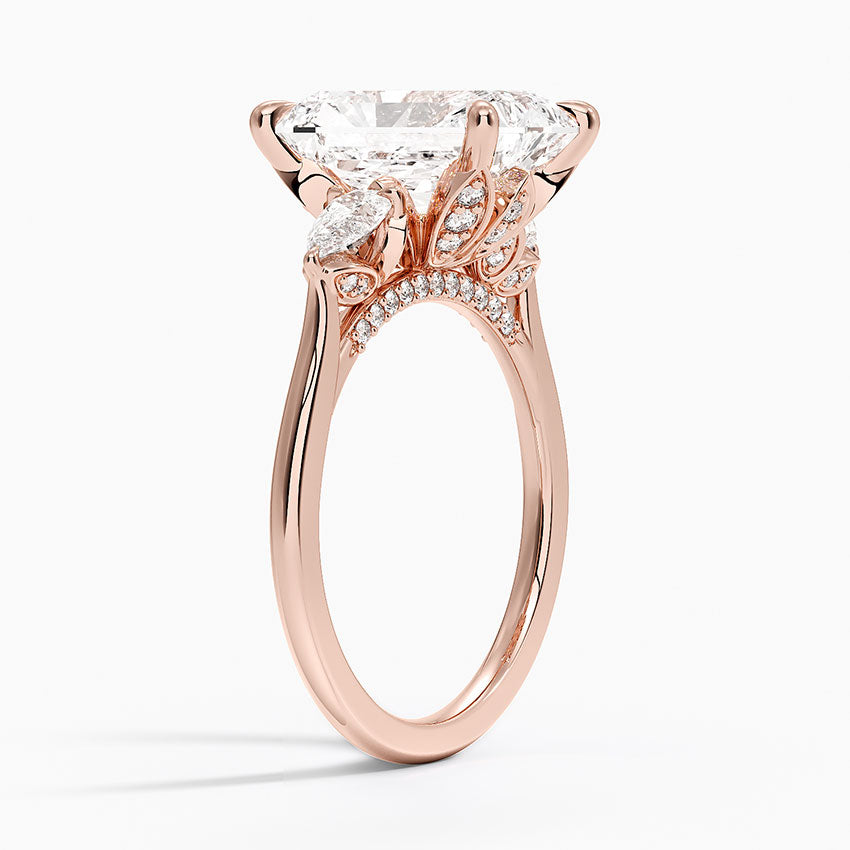 4.75 Karat Radiant Kesim Hidden Halo Tasarım Tektaş Laboratuvar Pırlanta Yüzük - Verona