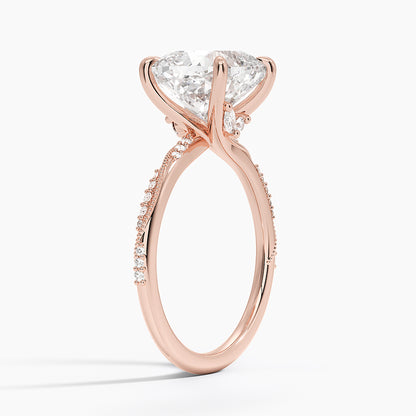 4.25 Karat Cushion Kesim Hidden Halo Tasarım Tektaş Laboratuvar Pırlanta Yüzük 18K  - Melora