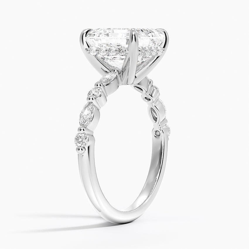 4.50 Karat Asscher Kesim Hidden Halo Tasarım Tektaş Laboratuvar Pırlanta Yüzük - Verona