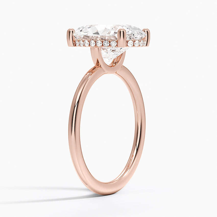 4.10 Karat Oval Kesim Hidden Halo Tasarım Tektaş Laboratuvar Pırlanta Yüzük - Lucerne