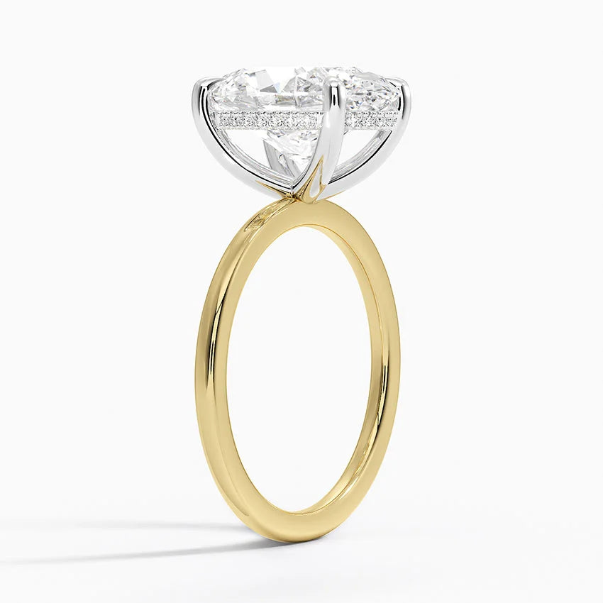 4.10 Karat Oval Kesim Hidden Halo Tasarım Tektaş Laboratuvar Pırlanta Yüzük 18K  - Elora - Bold Diamonds