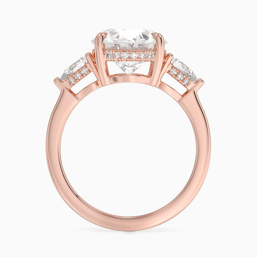 4.50 Oval Kesim Hidden Halo Tasarım Tektaş Laboratuvar Pırlanta Yüzük - Nilora