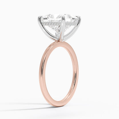 4.10 Karat Prenses Kesim Hidden Halo Tasarım Tektaş Laboratuvar Pırlanta Yüzük 18K  - Elora - Bold Diamonds