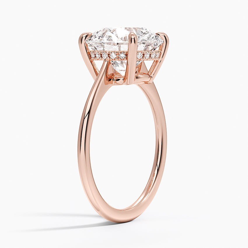 4.10 Karat Yuvarlak Kesim Hidden Halo Tasarım Tektaş Laboratuvar Pırlanta Yüzük - Monaco - Bold Diamonds