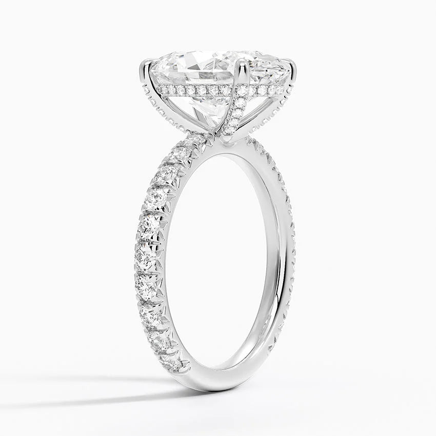 4.75 Karat Oval Kesim Hidden Halo Tasarım Tektaş Laboratuvar Pırlanta Yüzük 18K  - Selora - Bold Diamonds