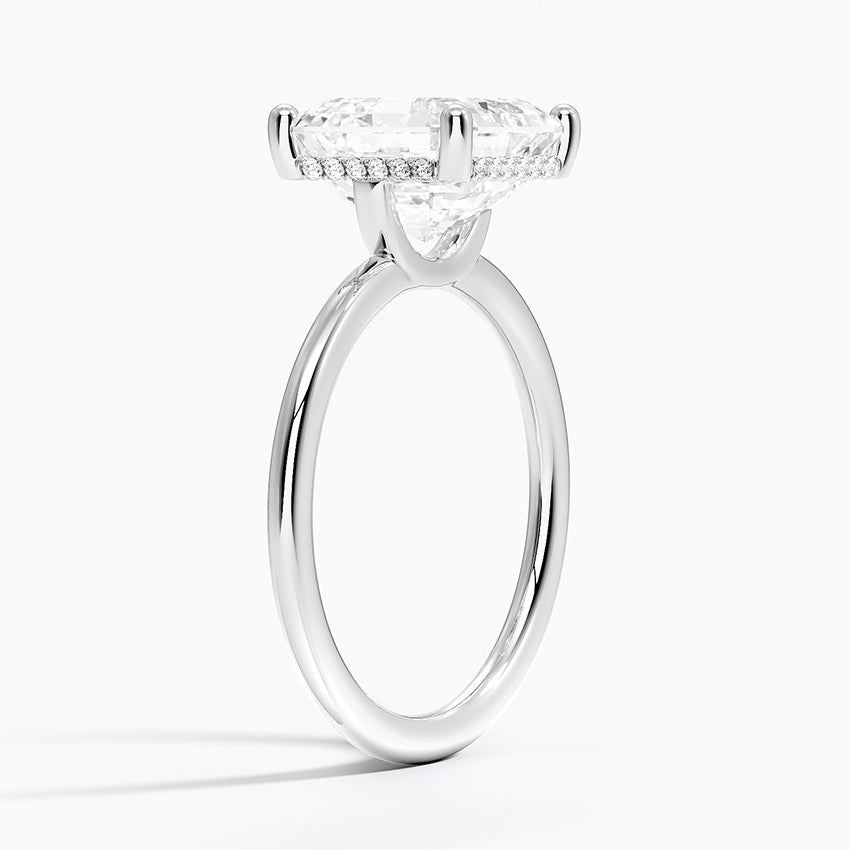 4.10 Karat Asscher Kesim Hidden Halo Tasarım Tektaş Laboratuvar Pırlanta Yüzük - Lucerne