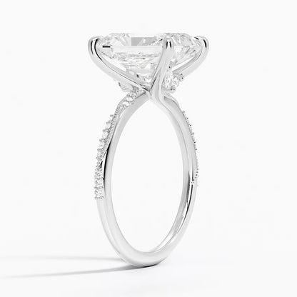 4.25 Karat Radiant Kesim Hidden Halo Tasarım Tektaş Laboratuvar Pırlanta Yüzük 18K  - Melora