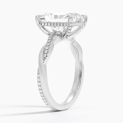 4.25 Karat Radiant Kesim Hidden Halo Tasarım Tektaş Laboratuvar Pırlanta Yüzük 18K  - Talora