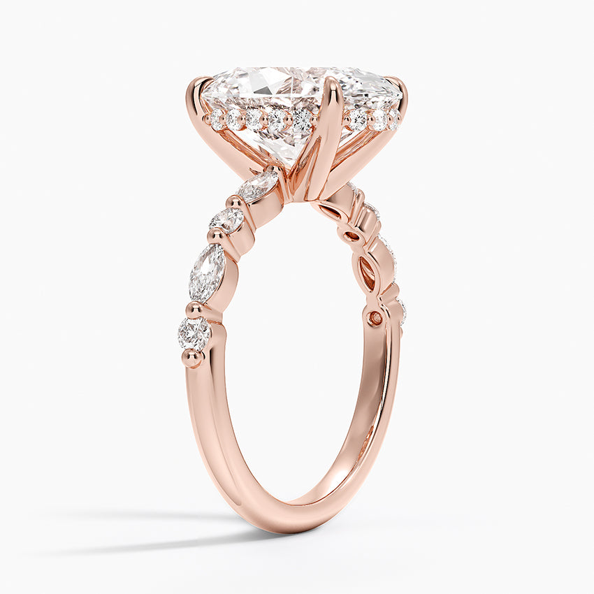 4.50 Karat Oval Kesim Hidden Halo Tasarım Tektaş Laboratuvar Pırlanta Yüzük - Verona