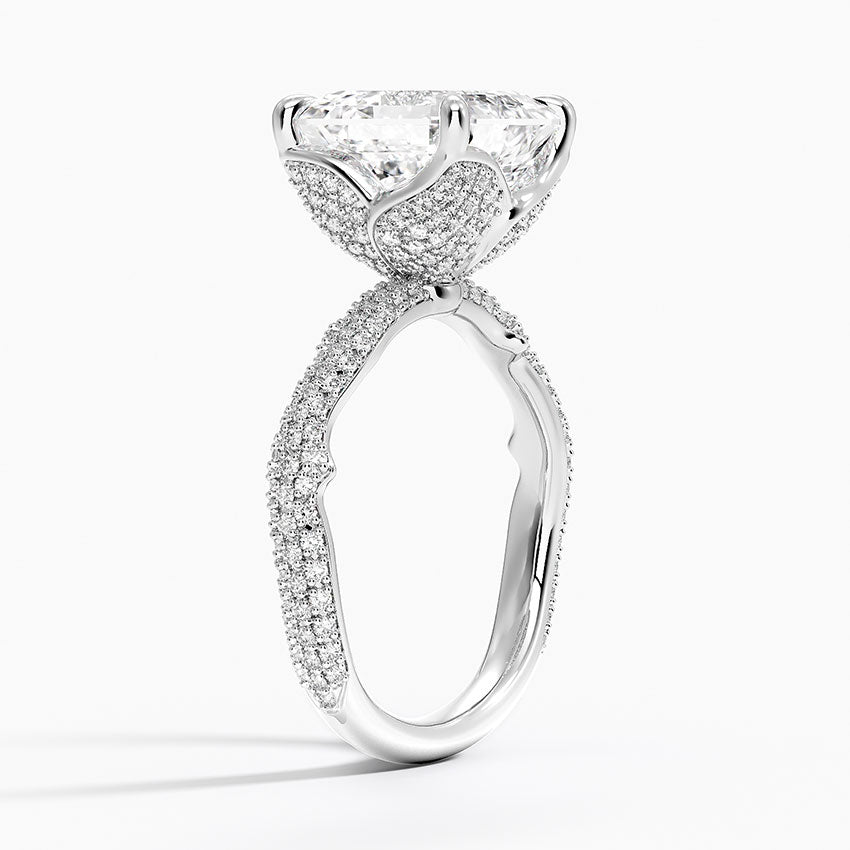 4.75 Karat Asscher Kesim Hidden Halo Tasarım Tektaş Laboratuvar Pırlanta Yüzük - Sorrento