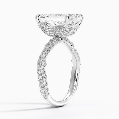 4.75 Emerald Kesim Hidden Halo Tasarım Tektaş Laboratuvar Pırlanta Yüzük - Filara