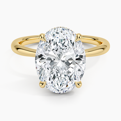 4.10 Karat Oval Kesim Hidden Halo Tasarım Tektaş Laboratuvar Pırlanta Yüzük 18K  - Alvora - Bold Diamonds