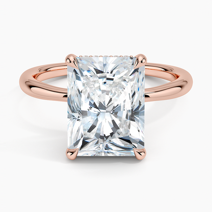 4.10 Karat Radiant Kesim Hidden Halo Tasarım Tektaş Laboratuvar Pırlanta Yüzük 18K  - Alvora - Bold Diamonds