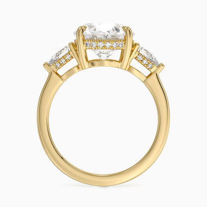 4.50 Oval Kesim Hidden Halo Tasarım Tektaş Laboratuvar Pırlanta Yüzük - Nilora