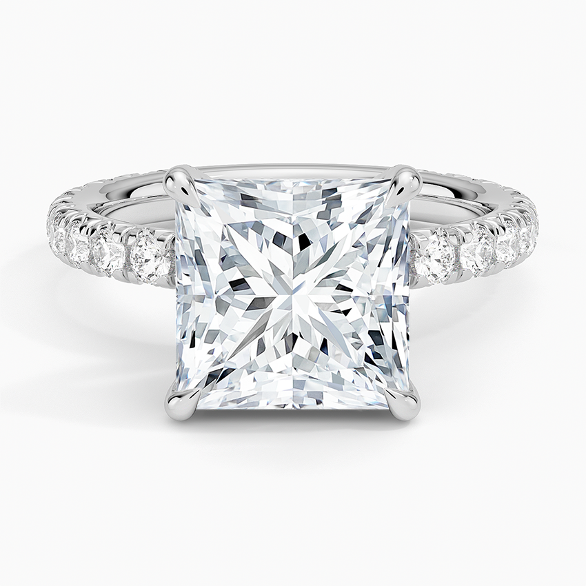 4.75 Karat Prenses Kesim Hidden Halo Tasarım Tektaş Laboratuvar Pırlanta Yüzük 18K  - Selora - Bold Diamonds