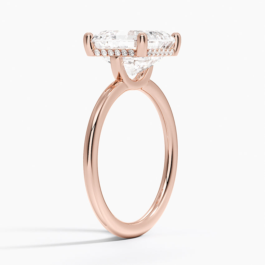 4.10 Karat Asscher Kesim Hidden Halo Tasarım Tektaş Laboratuvar Pırlanta Yüzük - Lucerne