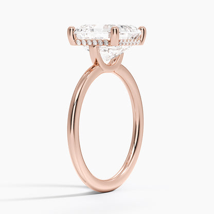 4.10 Asscher Kesim Hidden Halo Tasarım Tektaş Laboratuvar Pırlanta Yüzük - Melara