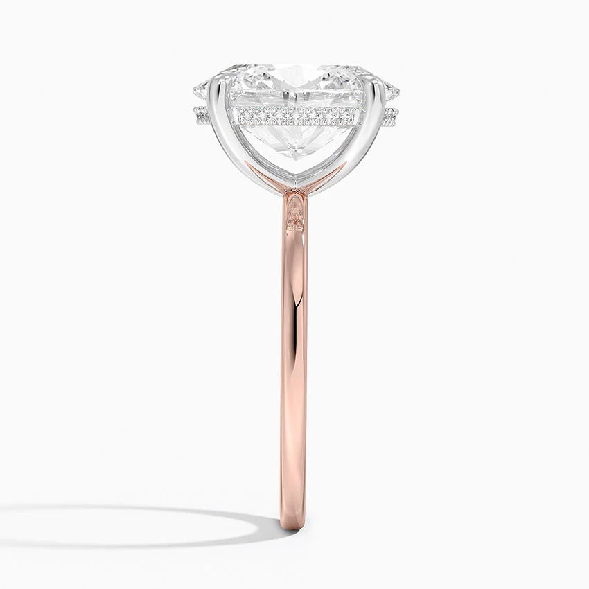 4.10 Karat Oval Kesim Hidden Halo Tasarım Tektaş Laboratuvar Pırlanta Yüzük 18K  - Elora - Bold Diamonds