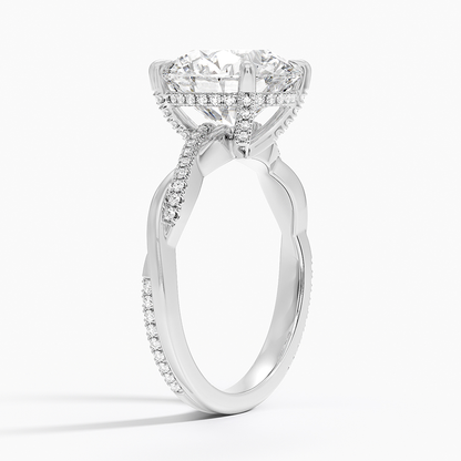 4.25 Karat Hidden Halo Tasarım Tektaş Laboratuvar Pırlanta Yüzük 18K  - Talora