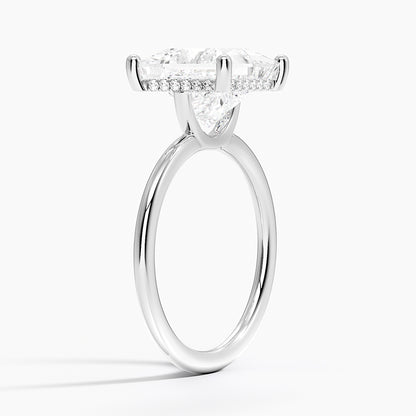 4.10 Prenses Kesim Hidden Halo Tasarım Tektaş Laboratuvar Pırlanta Yüzük - Melara