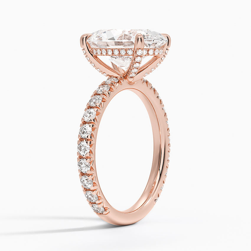 4.75 Karat Oval Kesim Hidden Halo Tasarım Tektaş Laboratuvar Pırlanta Yüzük 18K  - Selora - Bold Diamonds